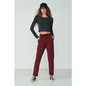 C&City Düz Paça 733 Bordo Kadın Eşofman Altı