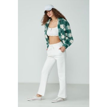 C&City Wide Leg İspanyol Paça 904 Ekru Kadın Eşofman Altı