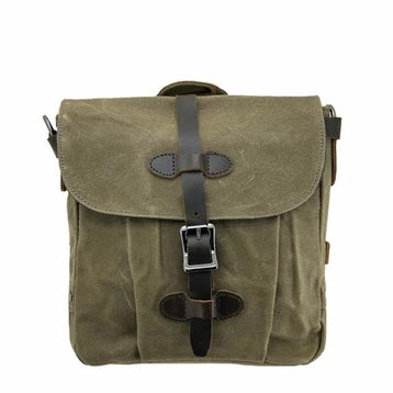 Ççs 31487 Haki Mumlanmış Kanvas Retro Omuz Çantası
