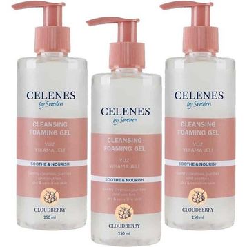 Celenes Cloudberry Hassas Ciltler 3x250 ml Yüz Yıkama Jeli