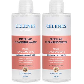 Celenes Cloudberry Kuru Hassas Ciltler 2x250 ml Misel Yüz Temizleme Suyu