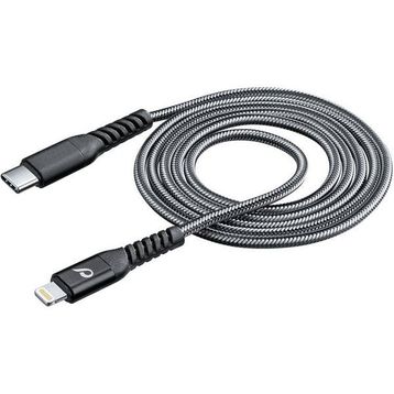 Cellularline Tetra Force Siyah 120 cm Usb-C Lightning Data ve Şarj Kablosu