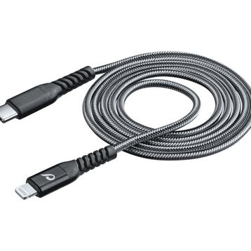 Cellularline Tetra Force Siyah 200 cm Usb-C Lightning Data ve Şarj Kablosu
