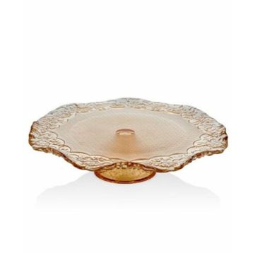 Cemile Dantel Luster Amber 32.5 cm Ayaklı Cam Tabak