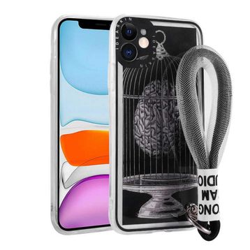 Ceponya Apple iPhone 11 Desenli El Askılı İpli Astana Silikon Kapak Kılıf