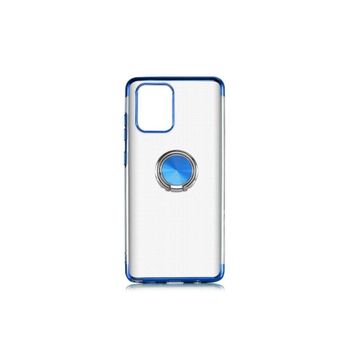 Ceponya Galaxy S10 Lite-a91 Yüzüklü Standlı Köşeleri Renkli Şeffaf Kılıf