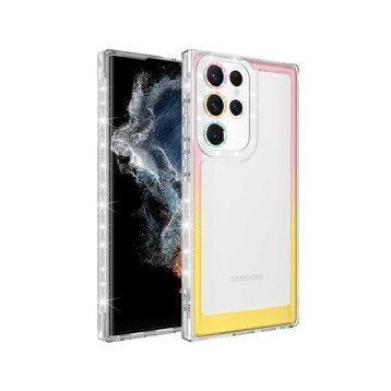 Ceponya Galaxy S22 Ultra Simli ve Renk Geçiş Tasarımlı Lens Korumalı Park Kapak Kılıf