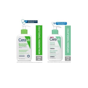 Cerave 236 ml Nemlendiren Temizleyici+236 ml Köpüren Temizleyici
