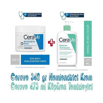 CeraVe 340 gr Nemlendiren Krem ve 473 ml Köpüren Temizleyici