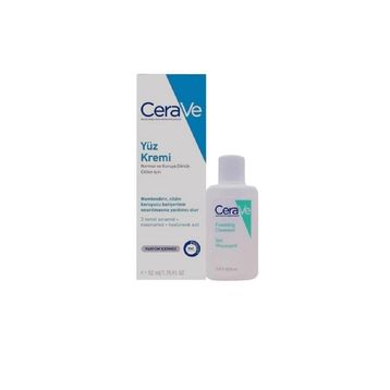 Cerave 52 ml SPF50 Nemlendirici Yüz Kremi ve 20 ml Köpüren Temizleyici Set