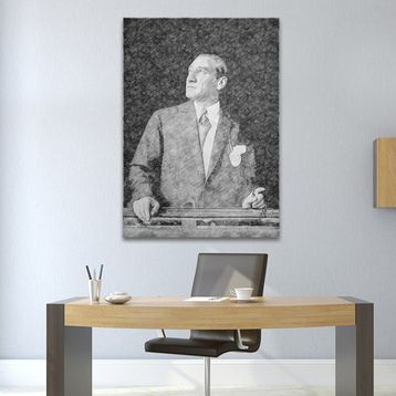 Çerçevelet Karakalem Atatürk Portresi 50x70 cm