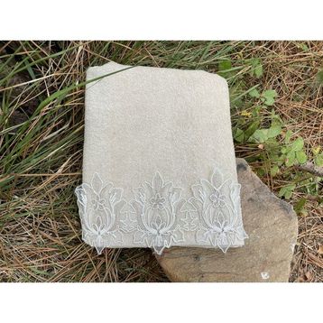 Çeyiz Bahçesi 50x90 cm Krem Âla Kadife Havlu