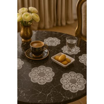 Çeyiz Bahçesi 6 Adet Cream Sunum Altlığı