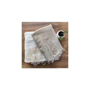 Çeyiz Bahçesi Ahva 50x90 cm Cappuccino Kadife Havlu