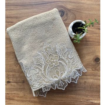 Çeyiz Bahçesi Ahva 50x90 cm Cappuccino Kadife Havlu