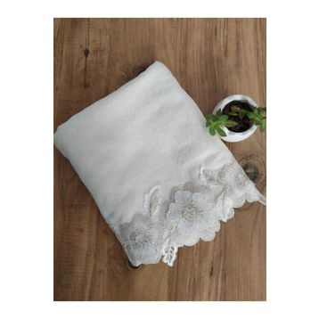 Çeyiz Bahçesi Gülşen 50x90 cm 3 Boyutlu Krem Kadife Havlu