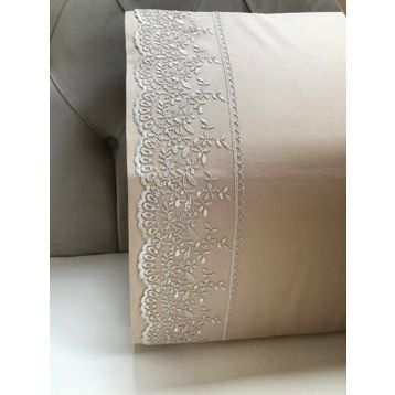 Çeyiz Bahçesi Lina 2 Adet 50x70 cm Fransız Güpürlü Cappuccino Yastık Kılıfı