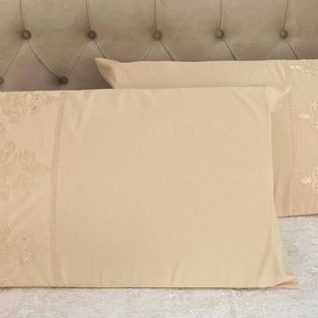 Çeyiz Bahçesi Mahidevran 2 Adet 50x70 cm Fransız Güpürlü Cappuccino Yastık Kılıfı