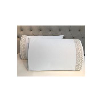 Çeyiz Bahçesi Sadem 2 Adet 50x70 cm Fransız Güpürlü Krem Cappuccino Yastık Kılıfı