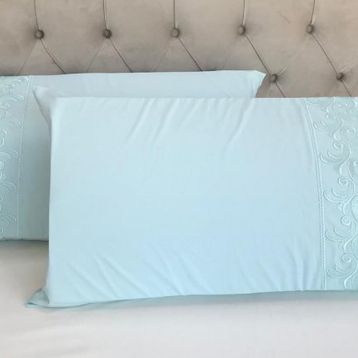 Çeyiz Bahçesi Sarmaşık 2 Adet 50x70 cm Fransız Güpürlü Nil Yeşili Yastık Kılıfı