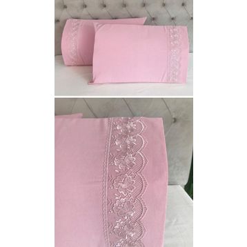 Çeyiz Bahçesi Zambak 2 Adet 50x70 cm Fransız Güpürlü Pudra Yastık Kılıfı
