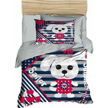 Çeyiz Diyarı 177855-11 Dijital Baskılı 3d Bebek Sailor Gri Nevresim Takımı