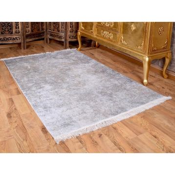 Çeyiz Diyarı 658201 Duru Gri Latex Kaymaz Taban Dijital Baskı Kadife 180x280 cm Halı