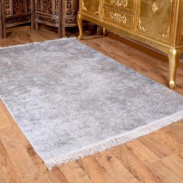 Çeyiz Diyarı 658201 Duru Gri Latex Kaymaz Taban Dijital Baskı Kadife 180x280 cm Halı