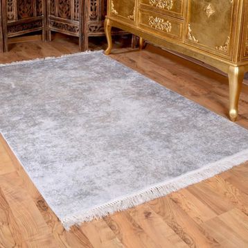 Çeyiz Diyarı 658201 Duru Gri Latex Kaymaz Taban Dijital Baskı Kadife 180x280 cm Halı