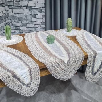 Çeyiz Diyarı Adella 5 Parça Krem Gold Kadife Salon Örtü Takımı
