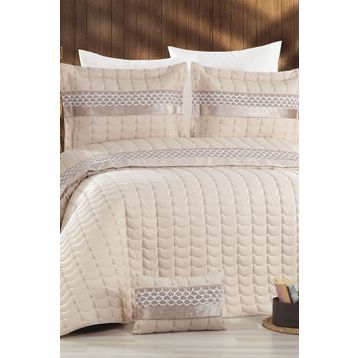 Çeyiz Diyarı Bej Colors Micro Çift Kişilik Yatak Örtüsü