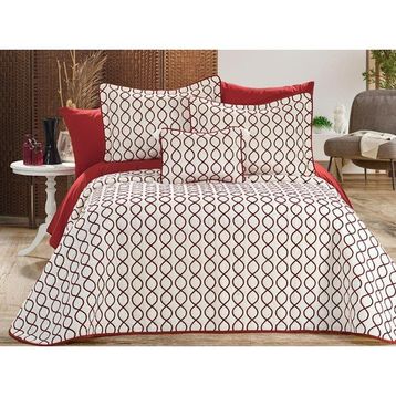 Çeyiz Diyarı Bordo Brillance Çift Kişilik Yatak Örtüsü