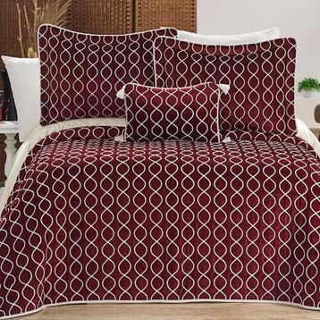 Çeyiz Diyarı Bordo Brillance Çift Kişilik Yatak Örtüsü