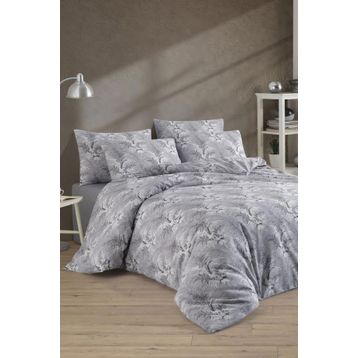 Çeyiz Diyarı Diego 195x220 cm Gri Çift Kişilik Nevresim Takımı