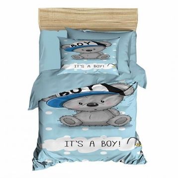 Çeyiz Diyarı Dijital Baskılı Bear Boy Su Yeşili 3d Bebek Nevresim Takımı