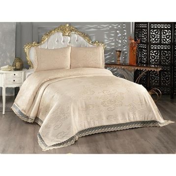 Çeyiz Diyarı Fransız Dantelli Suzan Cappucino Nevresim Takımı