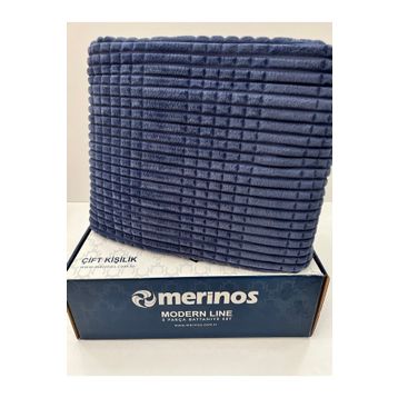 Çeyiz Diyarı Merinos Modern Line Lacivert 2 Parça Tek Kişilik Battaniye Seti