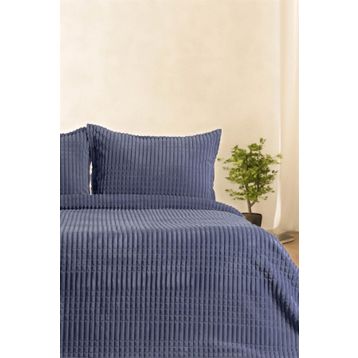 Çeyiz Diyarı Merinos Modern Line Lacivert 3 Parça Battaniye Seti