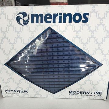 Çeyiz Diyarı Merinos Modern Line Lacivert 3 Parça Battaniye Seti