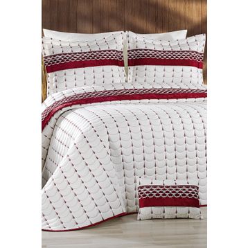 Çeyiz Diyarı Micro Krem Bordo Colors Çift Kişilik Yatak Örtüsü