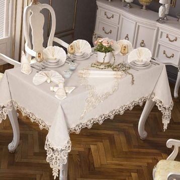 Çeyiz Diyarı Neslihan Krem 26 Parça Masa Örtüsü