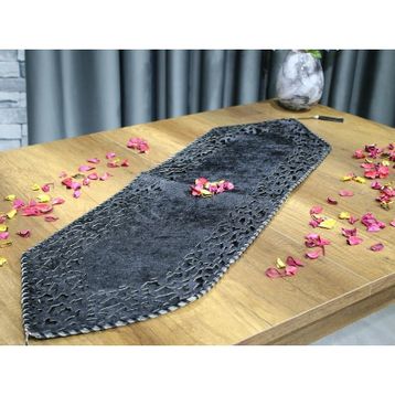 Çeyiz Diyarı Selçuklu Kadife Çift Kat Siyah Runner