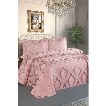 Çeyiz Diyarı Şulem Jakarlı Şönil Pudra Tek Kişilik Yatak Örtüsü