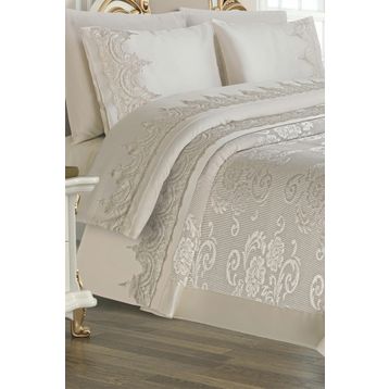 Çeyiz Diyarı Violet Krem Pike Takımı 6 Parça