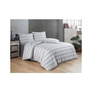 Çeyiz Diyarı Zigzag Gri Çift Kişilik Nevresim Takım