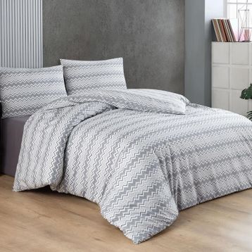 Çeyiz Diyarı Zigzag Gri Çift Kişilik Nevresim Takım