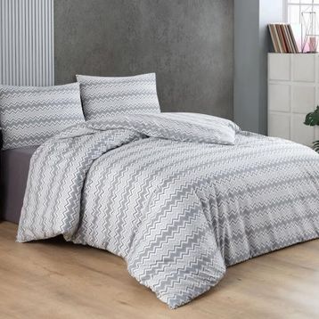 Çeyiz Diyarı Zigzag Gri Çift Kişilik Nevresim Takım