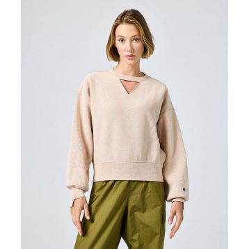 Champion 117345-MS001 Reverse Weave Crewneck Bej Kadın Sweatshirt