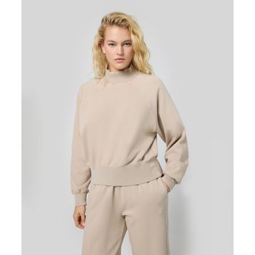 Champion 117637-MS016 Bej Vintage Wash Mock Turtle Neck Long Sleeves Sweatshirt Kadın Sweatshirt