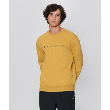 Champion 219062-YS130 Logo Crewneck Sarı Erkek Sweatshirt